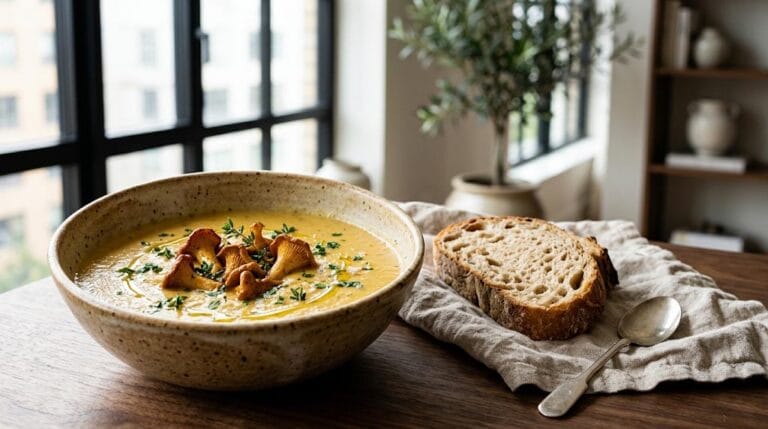 Krämig kantarellsoppa med timjan
