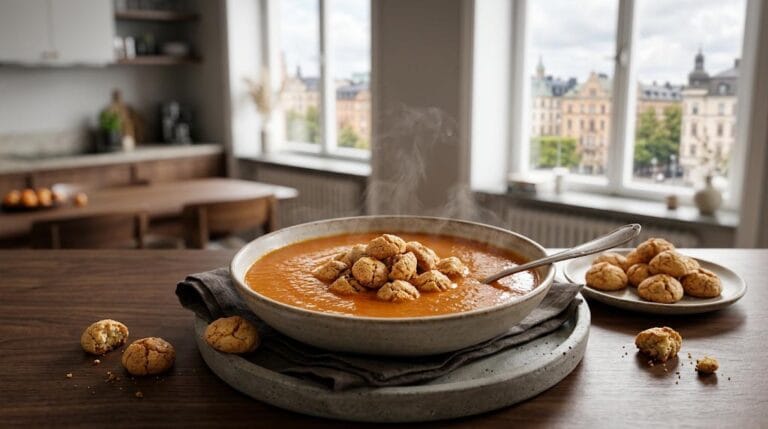 Nyponsoppa från grunden med mandelbiskvier