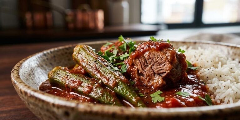 Bamia med lamm och okra