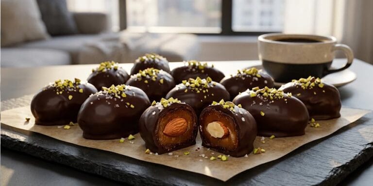 Chokladdoppade dadlar med mandel