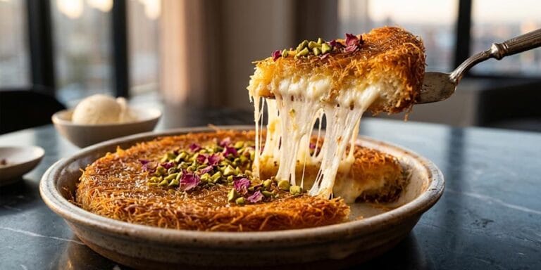 Knafeh med knäckigt kataifitäcke