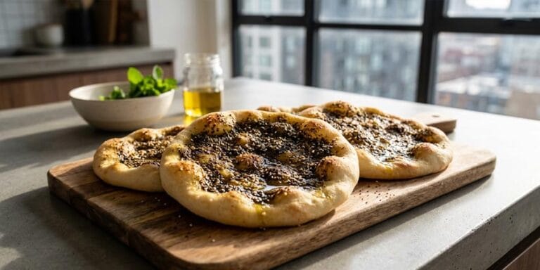 Manakish med zaatar och olivolja