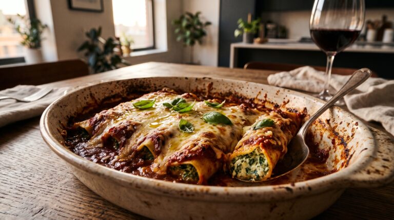 Cannelloni fyllda med spenat och ricotta
